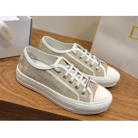 Classic Hot Dior Walk'n'Dior Sneakers in Oblique Embroidered Cotton Gold 2026 0303028