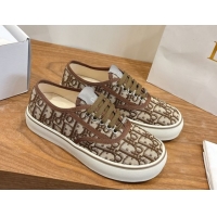 Discount Dior Saltwind Sneakers 3cm in Dior Oblique Embroidered Cotton Brown 2026 0303033