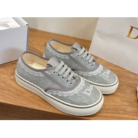 Good Quality Dior Saltwind Sneakers 3cm in Dior Oblique Embroidered Cotton and White Lace Grey 2026 0303039