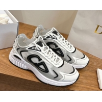 Unique Style Dior B30 Countdown Tech Sneakers in Semi-Transparent Mesh, Technical Fabric and Rubber White/Grey/Black 030