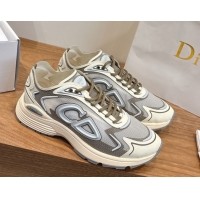 Shop Duplicate Dior B30 Countdown Tech Sneakers in Semi-Transparent Mesh, Technical Fabric and Rubber Grey/Khaki 2026 03