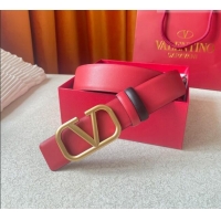 Reasonable Price Valentino Reversible Smooth Calfskin Belt 4cm V120601 Red/Black