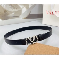 Buy Discount Valentino VLogo Calfskin Leather Belt 3cm with Stone Buckle 0108 Black 2025