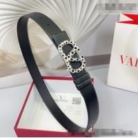 Buy Discount Valentino VLogo Calfskin Leather Belt 3cm with Stone Buckle 0108 Black 2025