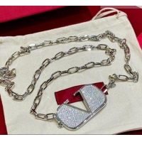 Best Quality Valentino VLogo Chain Belt with Strass VLTN011001 Silver 2025