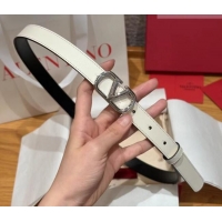New Cheap Valentino VLogo Calfskin Leather Belt 2cm VL091201 White/Silver 2025