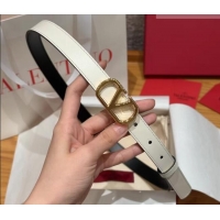 Luxury Cheap Valentino VLogo Calfskin Leather Belt 2cm VL091201 White/Gold 2025