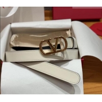 Luxury Cheap Valentino VLogo Calfskin Leather Belt 2cm VL091201 White/Gold 2025