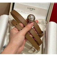 Good Taste Loewe Pebble Belt 1.5cm in Smooth Leather LW091201 Beige/Silver 2025