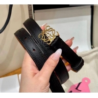 Super Quality Loewe Anagram Anchor Belt 2cm in Stone Embossed Leather LW091202 Black/Gold 2025