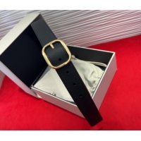 Top Quality Loewe Grained Calfskin Belt 3.2cm with Square Buckle LW091203 Black/Gold 2025