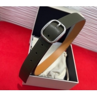 Good Taste Loewe Grained Calfskin Belt 3.2cm with Square Buckle LW091203 Green/Silver 2025