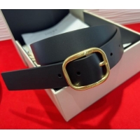 Luxury Cheap Loewe Smooth Calfskin Belt 3.2cm with Square Buckle LW091203 Black/Gold 2025