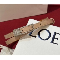 Market Sells Loewe Anagram Smooth Calfskin Belt 1cm with Square Buckle LW091204 Beige/Silver 2025