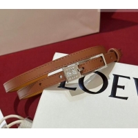 Top Grade Loewe Anagram Smooth Calfskin Belt 1cm with Square Buckle LW091204 Brown/Silver 2025