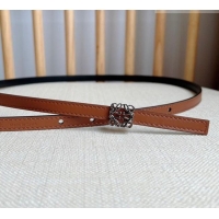 New Cheap Loewe Anagram Belt 1cm in Smooth Calfskin Leather LW091206 Brown/Silver 2025