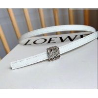 Best Quality Loewe Anagram Belt 1cm in Smooth Calfskin Leather LW091206 White/Silver 2025