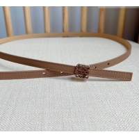 Well Crafted Loewe Anagram Belt 1cm in Smooth Calfskin Leather LW091206 Beige/Gold 2025