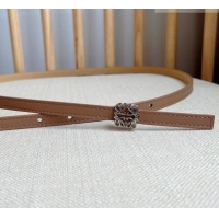 Reasonable Price Loewe Anagram Belt 1cm in Smooth Calfskin Leather LW091206 Beige/Silver 2025