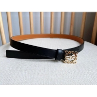 Stylish Discount Loewe Anagram Belt 2cm in Smooth Calfskin Leather LW091206 Black/Gold 2025