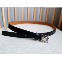 Good Quality Loewe Anagram Belt 2cm in Smooth Calfskin Leather LW091206 Black/Silver 2025
