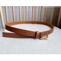 Best Product Loewe Anagram Belt 2cm in Smooth Calfskin Leather LW091206 Brown/Gold 2025