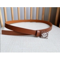 New Design Loewe Anagram Belt 2cm in Smooth Calfskin Leather LW091206 Brown/Silver 2025