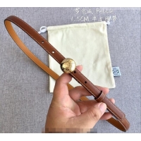 Top Grade Loewe Pebble Belt 1.5cm in Calfskin Leather LW091201 Brown/Gold 2025