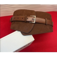Low Cost Loewe Suede and Leather Waist Belt 12cm LW031701 Dark Brown 2026