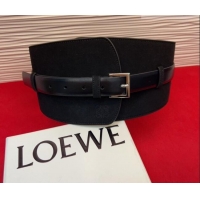 Free Shipping Discount Loewe Suede and Leather Waist Belt 12cm LW031701 Black 2026