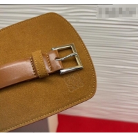 Best Grade Loewe Suede and Leather Waist Belt 12cm LW031701 Camel Brown 2026