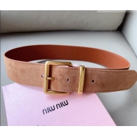 Well Crafted Miu Miu Suede Wide Belt 5cm 0113 Camel Brown/Gold