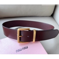 Buy Fashionable Miu Miu Leather Wide Belt 5cm 0113 Burgundy/Gold
