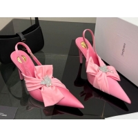 Perfect Saint Laurent Dove Slingback Pumps 10.5cm in Satin with Bow Light Pink 2026 SL022404