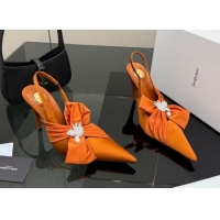 Best Price Saint Laurent Dove Slingback Pumps 10.5cm in Satin with Bow Orange 2026 SL022404