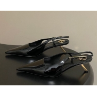 Good Product Saint Laurent Lee Slingback Pumps 5.5cm with Buckle in Patent Leather Black 2026 799704 