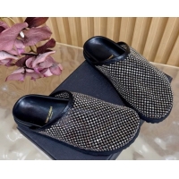 Good Quality Saint Laurent Strass Mesh Mules Black 2026 SL022406