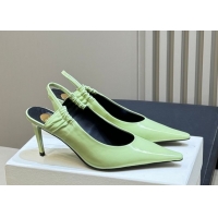 Good Looking Saint Laurent ANNE-MARIE Slingbacks Pump 7.5cm in Shiny Leather Green 2026 841183