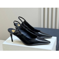 Best Product Saint Laurent ANNE-MARIE Slingbacks Pump 7.5cm in Shiny Leather Black 2026 841183