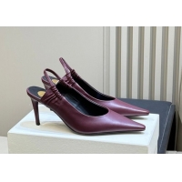 Most Popular Saint Laurent ANNE-MARIE Slingbacks Pump 7.5cm in Smooth Leather Burgundy 2026 841183