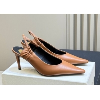 Pretty Style Saint Laurent ANNE-MARIE Slingbacks Pump 7.5cm in Smooth Leather Brown 2026 841183