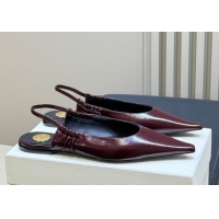 Charming Saint Laurent ANNE-MARIE Slingbacks Flats in Shiny Leather Burgundy 2026 841183