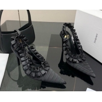 Grade Quality Saint Laurent MADELEINE Slingbacks Pump 10.5cm in Silk Taffeta Black2 2026 867272