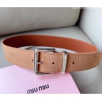 Cheap Price Miu Miu Suede Wide Belt 5cm Camel 0113 Brown/Silver