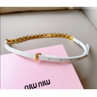 Best Price Miu Miu Belt 1.5cm in Metal and Shiny Calfskin 0510 White 2024