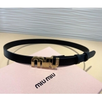 Top Design Miu Miu Leather Belt 2cm with logo Buckle 0708 Black/Gold 2024