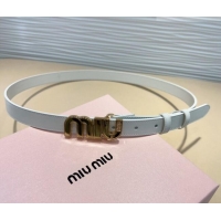 Classic Discount Miu Miu Leather Belt 2cm with logo Buckle 0708 White/Gold 2024