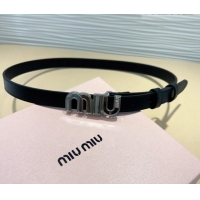Super Quality Miu Miu Leather Belt 2cm with logo Buckle 0708 Black/Silver 2024