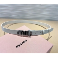New Release Creation Miu Miu Leather Belt 2cm with logo Buckle 0708 White/Silver 2024