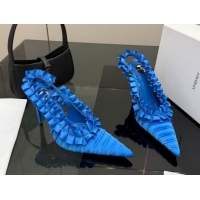 Good Looking Saint Laurent MADELEINE Slingbacks Pump 10.5cm in Silk Taffeta Sky Blue 2026 867272